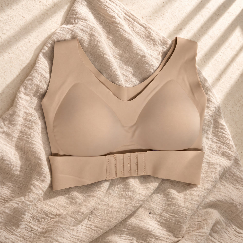 The Posture Bra in Beige, laid flat